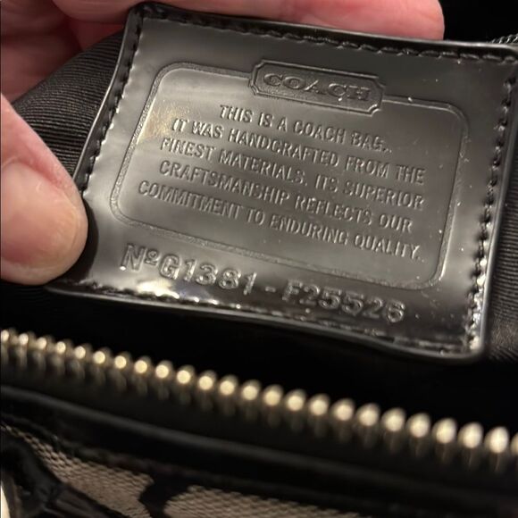 Coach Khaki Signature Striped Satchel Bag in New condition (missing long strap) - Picture 7 of 13